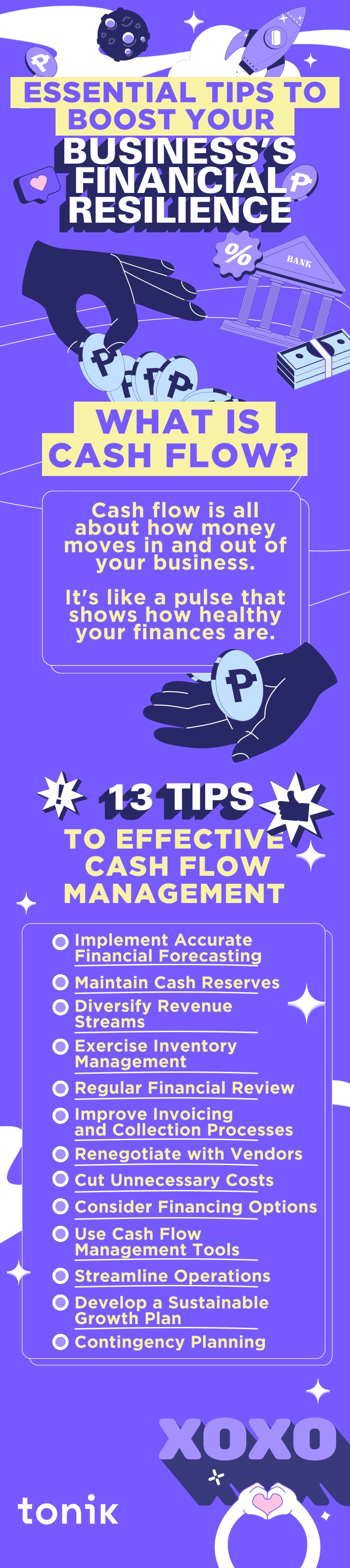 infographic that shares 13 tips on effective cash flow management