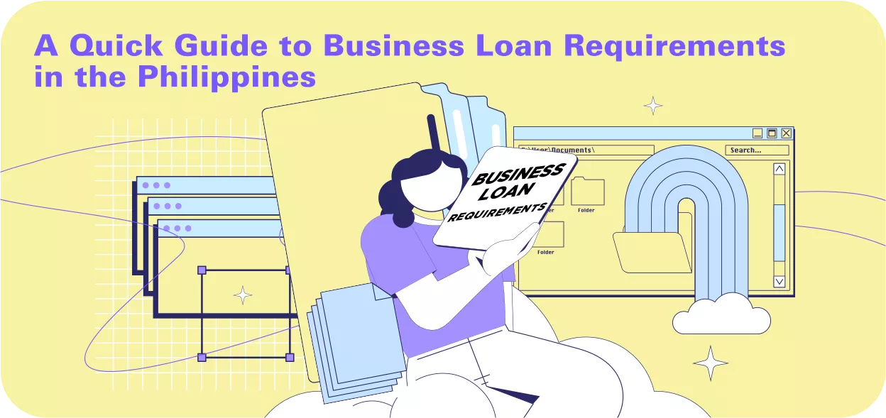 person with business loan requirements saved on laptop